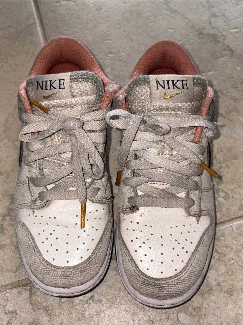 Nike Low-Top Sneakers in White, Gray, Pink & Black